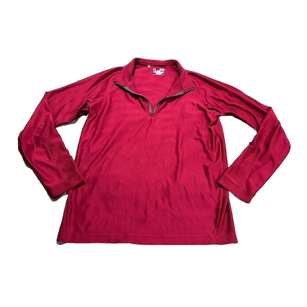 Under Armour Mens Red 1/4 Zip Loose Pullover Top Medium